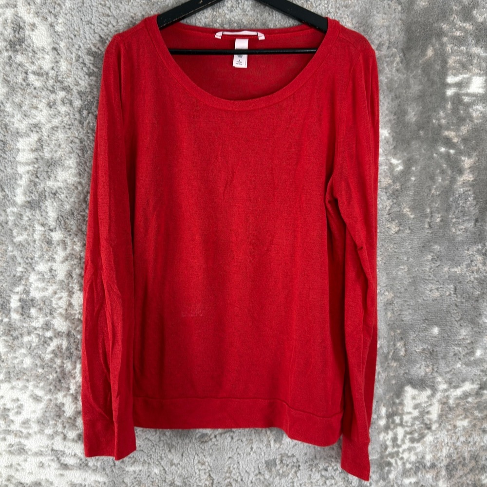 Victorias Secret Size M Minimalist‎ Casual Pullover Top Red Long Sleeve